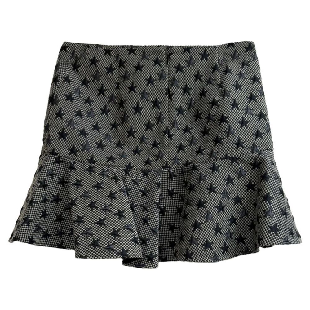 RED Valentino Stars Accent Mini Skirt in Grey Polyester - Picture 2 of 7